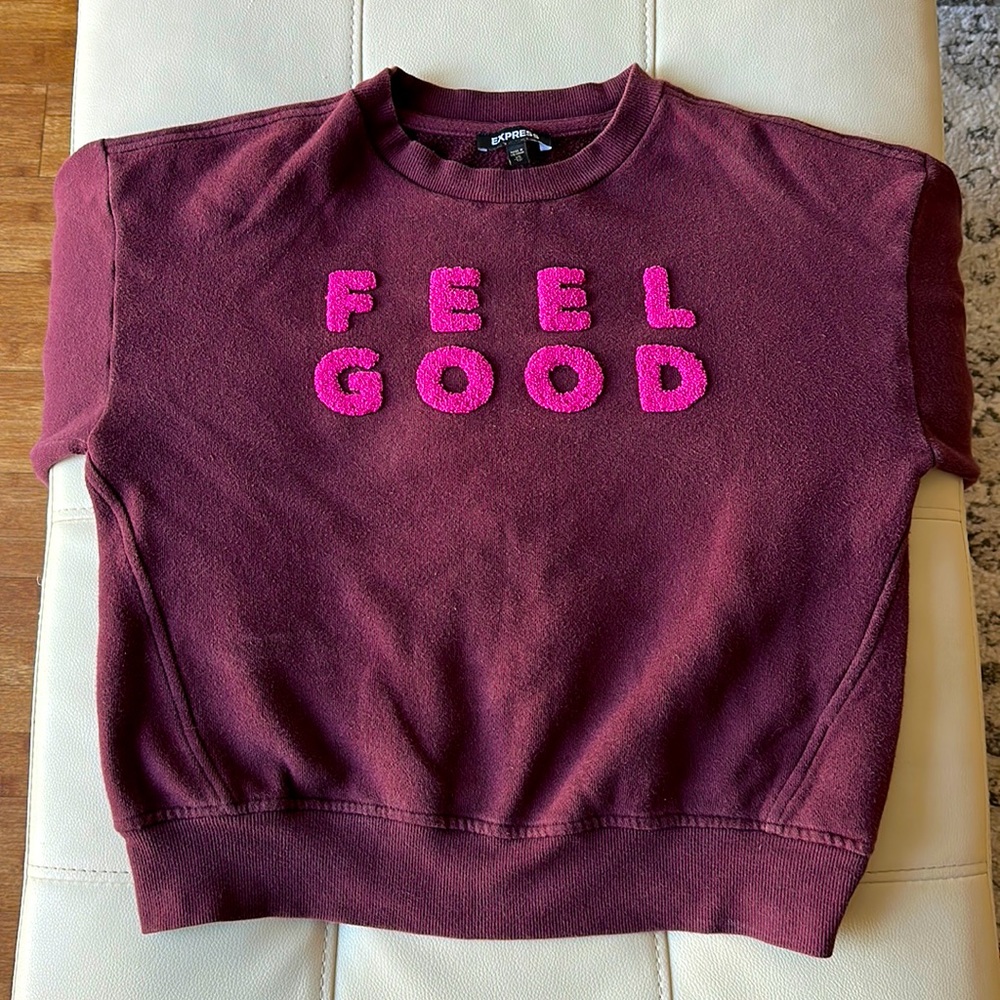 Express oversized sweatshirt in XS burgundy